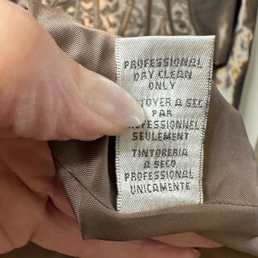 #333-9 Badgley Mischka 3 Pc Suit Bronze 8 skirt Straight, Jacket Open Front NWOT - Picture 15 of 16